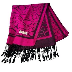Pashmina Cashmere Wool and Silk Pink and Black Scarf